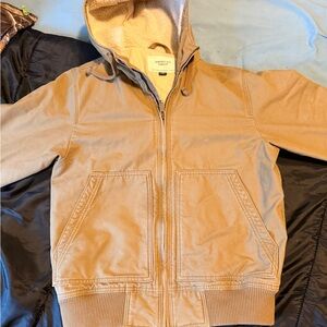 Men's small American eagle Tan Hooded Jacket worn only twice.
